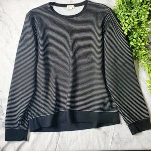 Club Monaco Black White Thin Striped Crew Neck Pullover Sweatshirt XL 16 18